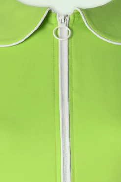 Cheap Vixen Zip Front Collared Sleeveless Jurk In Groen